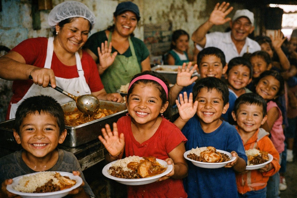 Community members sharing a meal